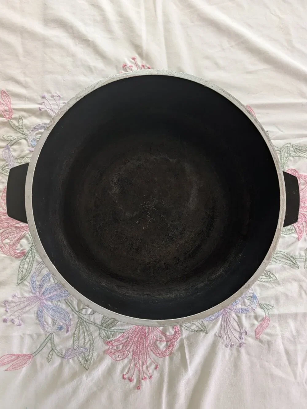 VTG Regal Ware Avocado Green Dutch Oven w/ Fire-King Green Tulip Flower Lid MCM